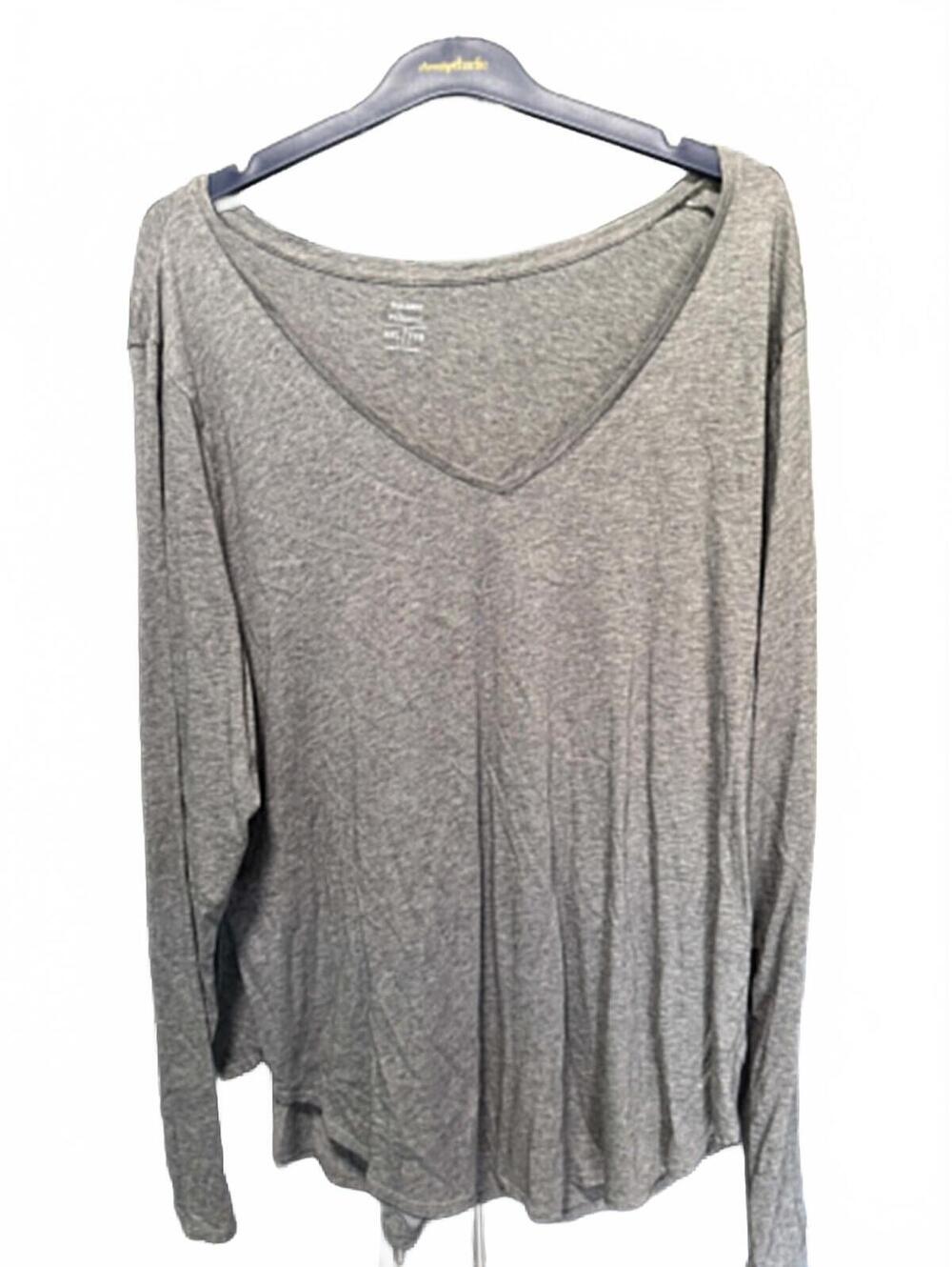 NWT Old Navy Relaxed Fit Long Sleeve V-Neck Shirt XXL Gray